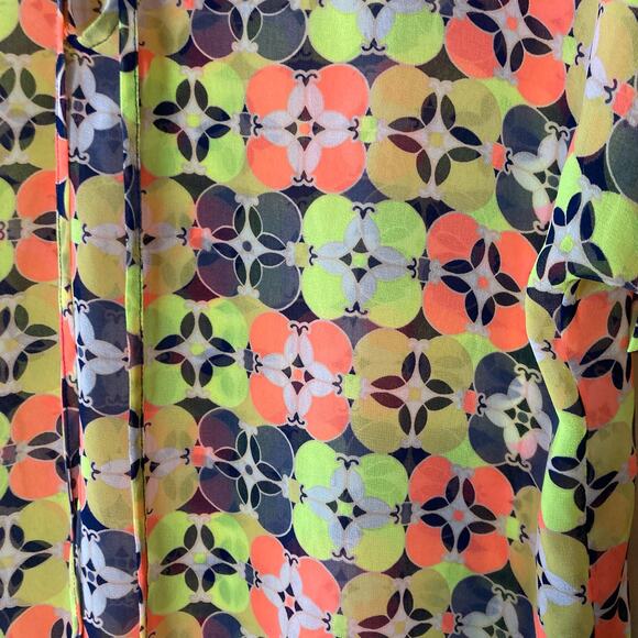 JCrew Beach Cover Bright Neon Semi Sheer Geo Print Size XS - Picture 5 of 8